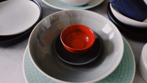plate stuck in ceramic bowl