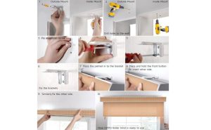 Close-up view of corded blind mounting bracket showing release mechanism and installation points