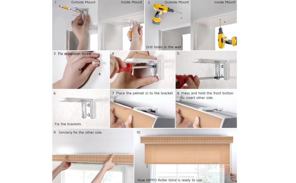 Close-up view of corded blind mounting bracket showing release mechanism and installation points