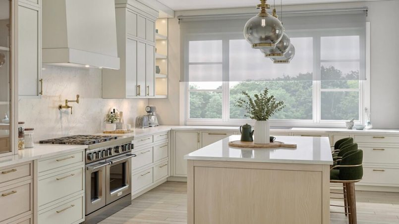 A modern kitchen remodel with sleek countertops, updated cabinets, and stylish lighting showcasing a dream home renovation.