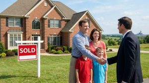 Family comparing the best mortgage lenders in Alabama while reviewing home loan documents