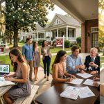 First-time homebuyer reviewing mortgage documents with Alabama lender at desk