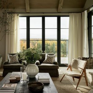 Affordable luxury curtains styled in a bright contemporary home