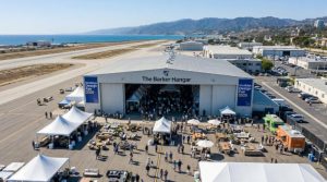 Aerial view of The Barker Hangar venue at Santa Monica Air Center, host of WestEdge Design Fair 2026