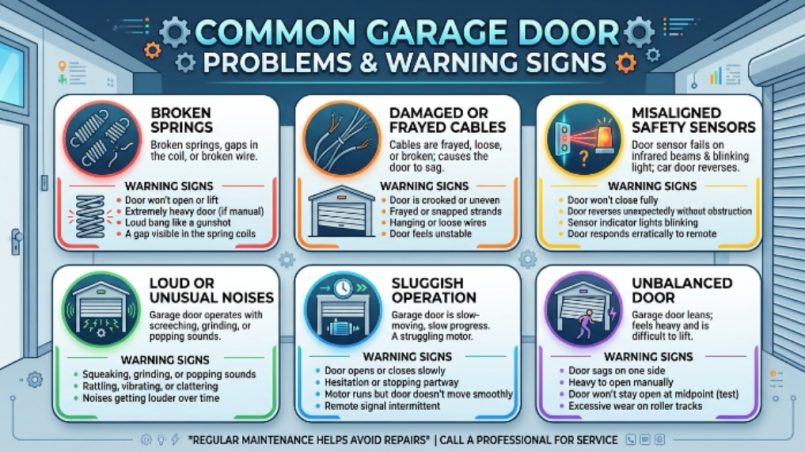 Common garage door problems and warning signs