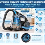 Cyclonic vacuum technology separating dust from air
