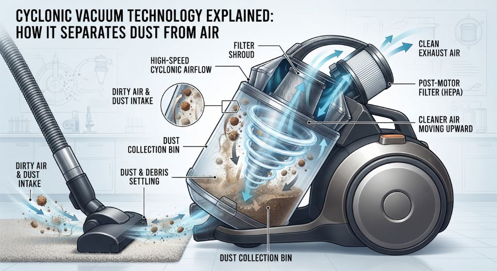How a cyclonic vacuum cleaner works