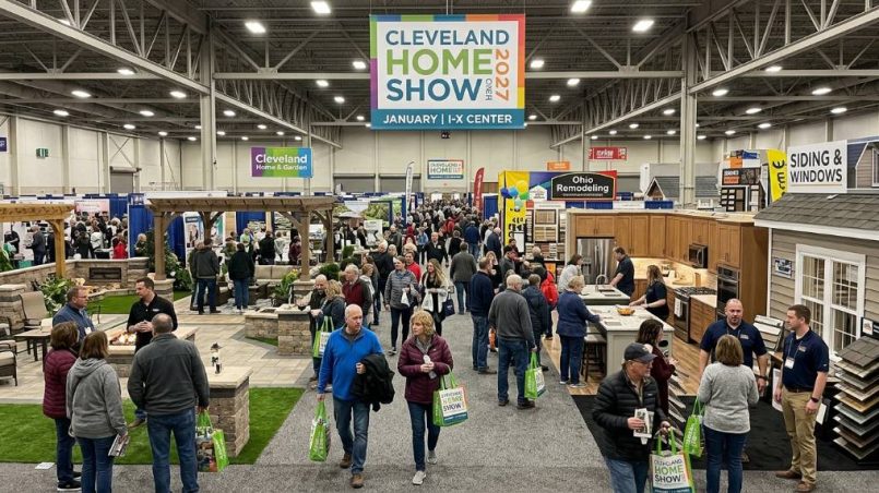 Visitors exploring home improvement exhibits at the Cleveland Home Show 2027 at the I-X Center in January