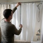 Shower curtain liner size chart for standard, stall, and extra-long options