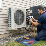 ductless mini-split indoor wall unit with front panel removed for cleaning
