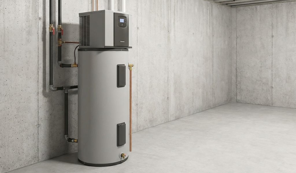 heat pump water heater compared side by side with a traditional electric model