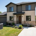 House exterior with a blank for sale sign silhouette and visible foundation line