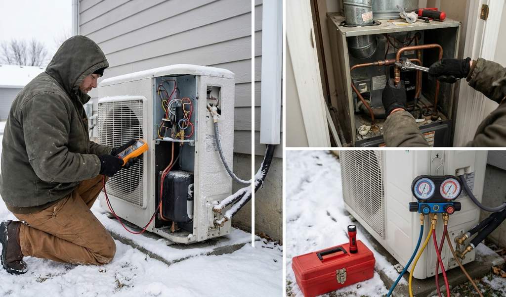 portable space heater providing temporary warmth while waiting on HVAC repair